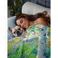 thumbnail image 3 of Green Oil Painting Queen Size Flat Sheet, Wrinkleproof & Fadeproof Cooling Flat Bed Sheet Only, Modern Abstract Art Summer Tree Breathable Soft Bedding Top Sheets 90 x 102 Inches, 3 of 8