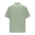 thumbnail image 4 of ZCFZJW Men's Casual Button Down Shirts Lightweight Short Sleeve Textured Summer Beach Vacation Tees Shirt Tops with Pockets Army Green XXXXXL, 4 of 5