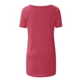 thumbnail image 5 of CHOK Hauts pour Femmes T-Shirts à Manches Courtes pour Femmes Liquidation Couleur Unie Grande Taille Tendance Été Coupe Décontractée T-Shirts Chemises Décontractées Col Rond Chemises Fluides Blouses Hauts Noir G, 5 of 5