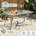thumbnail image 6 of TLSUNNY Outdoor Patio Dining Table, w/ Umbrella Hole, Rectangular Tempered Glass Table for 6, Outdoor Metal Furniture, for Patio, Graden, Backyard, 6 of 11