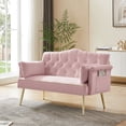 thumbnail image 2 of Soft Velvet and Tufted Back - 2 - Seater Pink Sofa for a Charming Living Room, 2 of 4