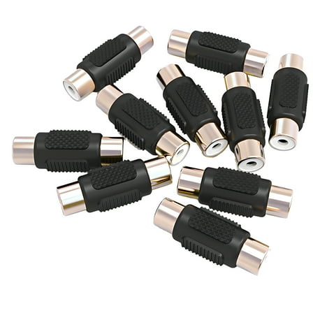 JacobsParts RCA Female to Female Coupler Audio Video Adapter for Phono, Speaker, RCA Cable, Amplifier (10 Pack)