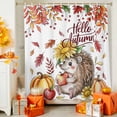 thumbnail image 4 of Shower Curtain 72"W x 72"L Autumn Thanksgiving Hedgehog Pumpkin Fabric Shower Curtains Set with Hooks Water Repellent Bathroom Curtains Machine Washable Bathroom Accessories, 4 of 6