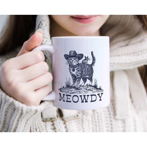 Cowboy Cat Coffee Mug Meowdy Partner Funny Quote Cup Cat Lover Gift Country