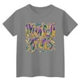 thumbnail image 4 of CCRFTGI Mardi Gras Shirt for Child Girls Size 10-12 Funny Coquette Bow T Shirts Trendy Beads Tee Party Crew Neck Gift T-Shirt Gray 7-8 Years, 4 of 4