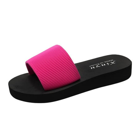 CHOII Women s New Flat Bottom Slippers Casual Solid Color Fish Mouth Wearing Comfortable Sandals Simple Slide Sandals for Ladies Thong Shoes Clearance! Hot Pink/6.5