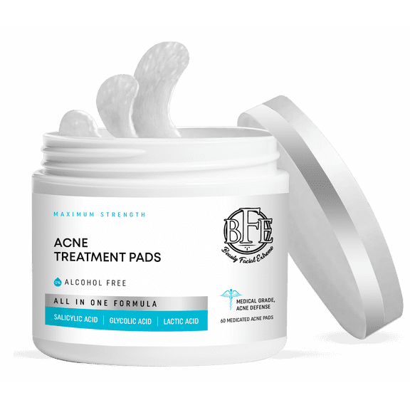 Acne Treatment Pads- Eliminates Cystic Breakouts, Oily Skin & Clogged Pores. Clear Pimple, Whitehead, Blackhead, Dark Spots & Improve Skin Texture.
