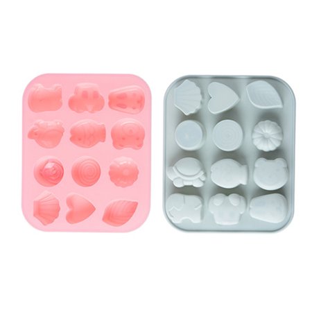 

1 Pc Cake Mold 12 Grids Marine Animal Floral Shaped Silicone Mold Cake Decorating Tool Cupcake Dessert Chocolate Fondant Mold - 2