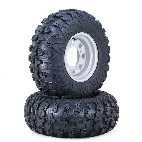 Free Country ATV Tire & wheel 25x10-12 8-Ply with 4-156 PCD 4 3 Silver Wheel-17036,SET 2