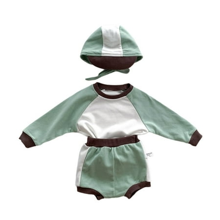 

TAIAOJING Toddler Baby Boy 2 Piece Outfit Girls Long Sleeve Patchwork Sweatshirt Blouse Tops Sport Shorts Pants With Hat Set 3PCS Casual Joggers Clothes Set 18-24 Months