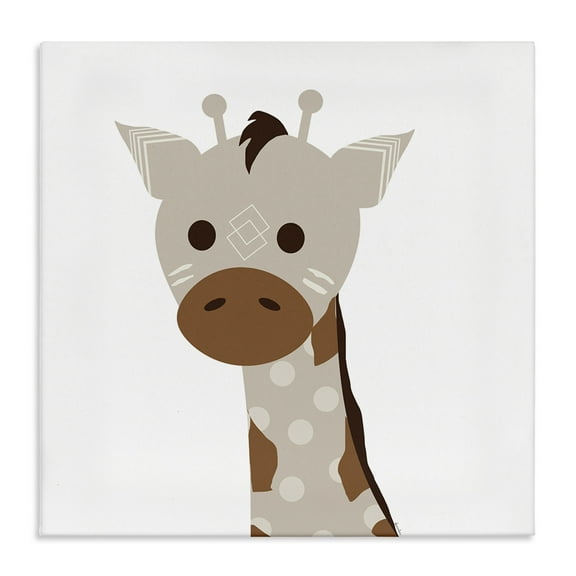 Stupell Industries Neutral Tone Giraffe Animals Painting Wrapped Canvas Art Print Wall Art, 17 x 17