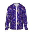 thumbnail image 2 of Uemuo blue purple Snowflake Pattern Women's Full Zip UPF 50+ Sun Protection Hoodie Jacket Long Sleeve Sun Shirt Hiking Outdoor Performance with Pockets-Medium, 2 of 9