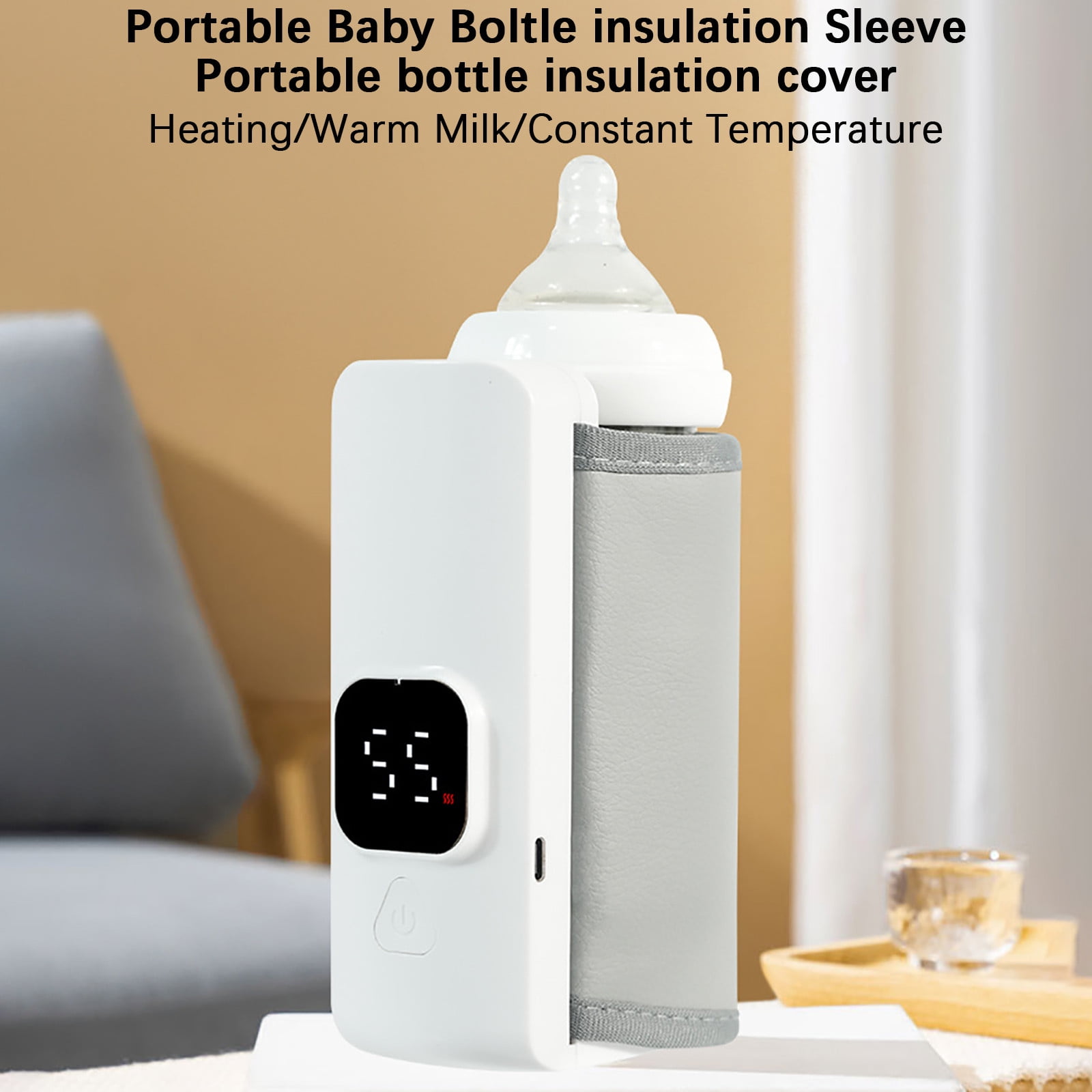 Xheghe Portable Rechargeable Bottle Warmer with Temperature Control | Wireless Heating for On-the-Go Convenience | Includes Insulation Cover for Optimal Warmth