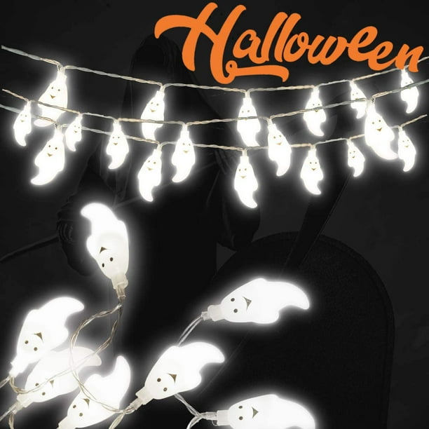 Luz fantasma de Halloween LED con control remoto, impermeable, para decoración de Navidad, carnaval, fiesta, Halloween, luz blanca, 7 m, 50 luces