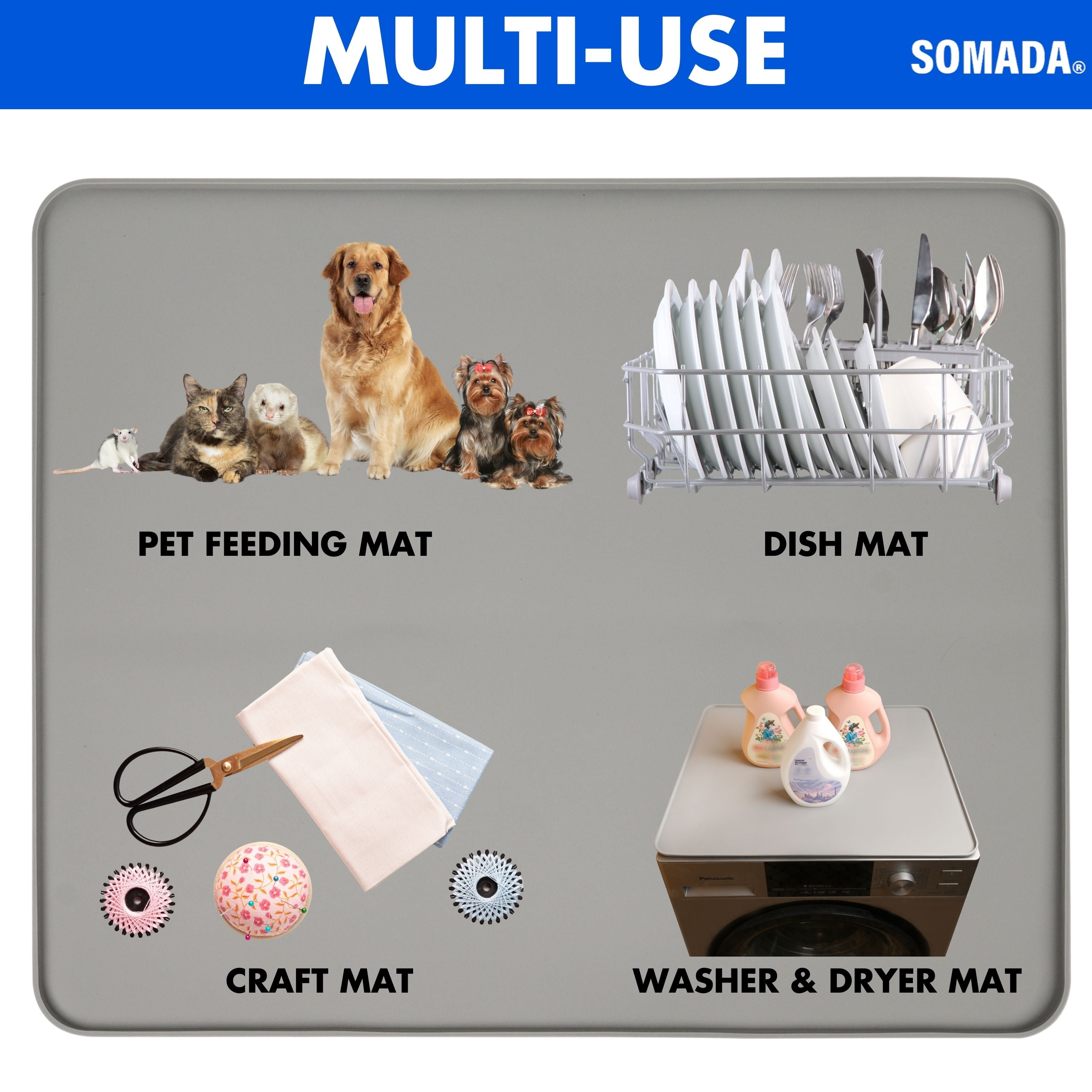 SOMADA Silicone Washer & Dryer Protector Mat 24"x20"