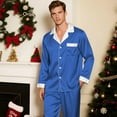 thumbnail image 7 of NMMUED Family Christmas Pajamas Matching Sets Family Pjs Matching Sets Satin Pajama Set Xmas Pjs Soft Pajamas Matching Xmas Pjs Matching Family Christmas Pajamas (Dad) Blue M, 7 of 7