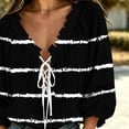 thumbnail image 5 of Edvintorg Womens 3/4 Sleeve Tops and Blouses Fashion Striped V Neck Loose Pullover Shirt Plus Size Womens Trendy Clothes Black XXXL, 5 of 8