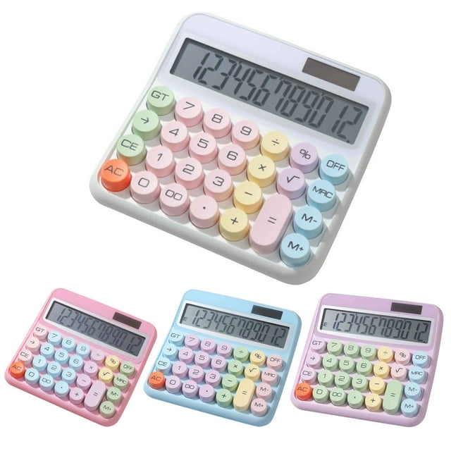 Fiudx Calculadora Solar Vintage, Estilo Máquina de Escribir Retro, Pantalla Grande de 12 Dígitos, Funciona con Pilas y Energía Solar, Ideal para Oficina y Hogar, Elegante y Funcional, Tamaño 15,2 X 1