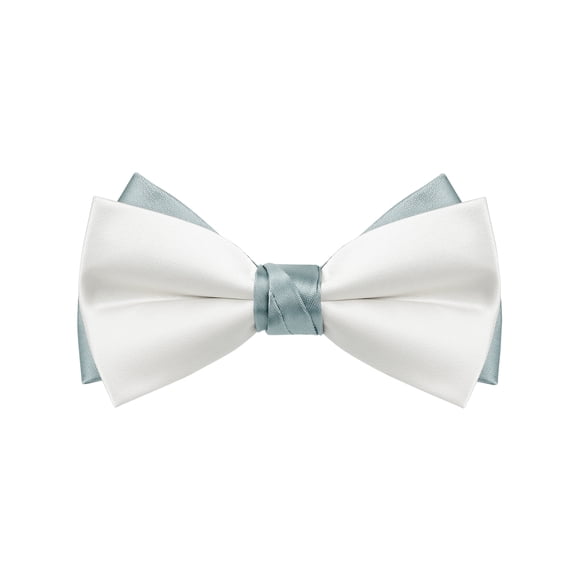 INSPIRAR CHIC Corbata de Moño Vintage Bicolor para Banquete, Boda, Fiesta y Más Blanco-Gris Talla Única