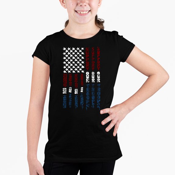 Girl's Word Art T-shirt - Support our Troops