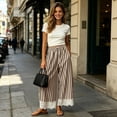 thumbnail image 4 of Edvintorg Pants for Women Plus Size Fashion Elastic Waisted Casual Trouser Striped Loose Wide Leg Pant with Pockets Women's Clothing Coffee XXL, 4 of 9