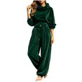 thumbnail image 2 of MLCDZ Women's 2 Piece Velour Tracksuit Hooded Long Sleeve Pullover Wide Leg Pants Sweatsuits for Women Lounge with Pockets Casual Lightweight Workout Set, 2 of 9