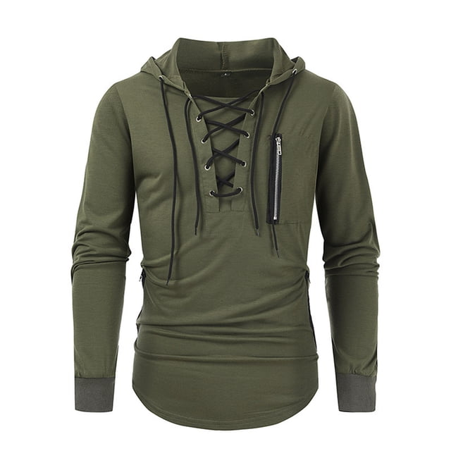 QIPOPIQ Chandails à Capuche Tactiques Usés pour Hommes Chandails en Molleton Rotro à Lacets Chandail à Capuche à Enfiler Sports de Plein Air Manches Longues/courtes Chemises Liquidation