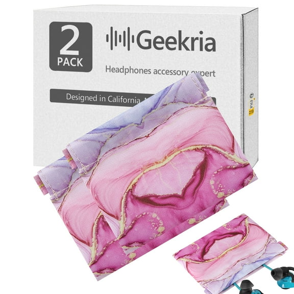 Geekria NOVA Pocket Earphone Case for Earbuds, Coins / In-Ear Headphone Organizer Pouch Bag / Universal Earphones Protective Pouch / Snap Pouch Storage / Purse Change Holder (Pink Marble)