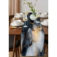 thumbnail image 4 of Marble Navy Blue Table Runner 108 Inches Long for Dining Table Decor,Grey Gold Cracked Crystal Texture Burlap Linen Farmhouse Table Runner Coffee Table Runners Dresser Scarf for Kitchen Party Holiday, 4 of 8