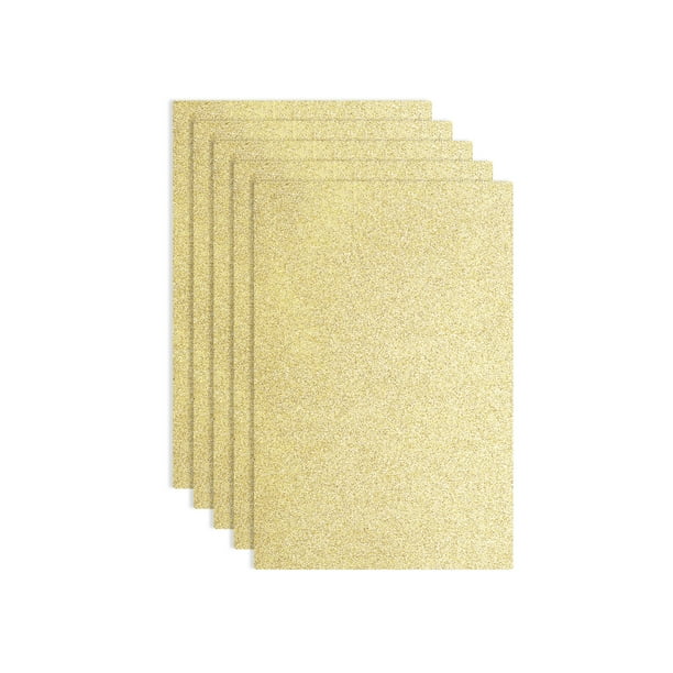 Paquete de 5 hojas de espuma con purpurina dorada clara, hojas de espuma EVA brillantes de 8 x 12 pulgadas para manualidades (grosor de 1.5 mm)