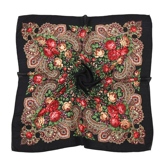 Harpily Women Lady Muslim Flowers Printing Scarf Vintage Bandanas Hair Scarfs for Islam Women Folk-Custom Scarf Neckerchief Wrap Shawl Travel Neck Wrap Head Scarf