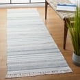 thumbnail image 4 of SAFAVIEH Kilim Mckayla Striped Polyester Area Rug, Ivory/Light Blue, 6' x 6' Round, 4 of 10