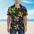 thumbnail image 4 of Balery Mardi Gras Carnival4 Print Men's Hawaiian Shirts Short Sleeve Beach Shirt Relaxed Fit Vacation Button Down Shirts-3X-Large, 4 of 9