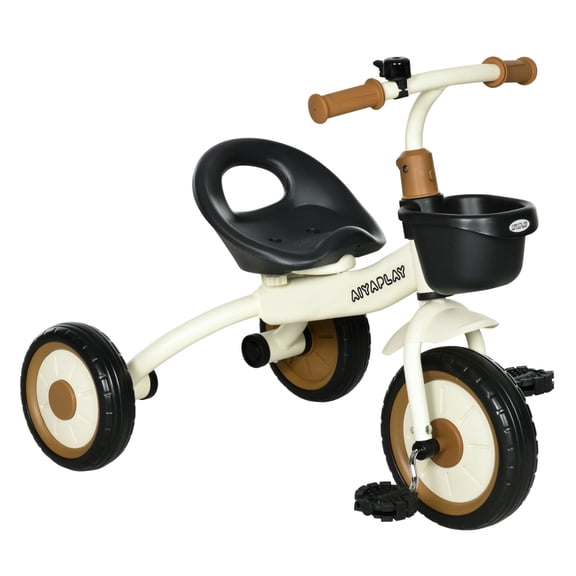 Qaba Kids Tricycle for Toddlers Age 2-5 with Adjustable Seat, Toddler Bike for Children with Basket, Bell, Handlebar Grips, White