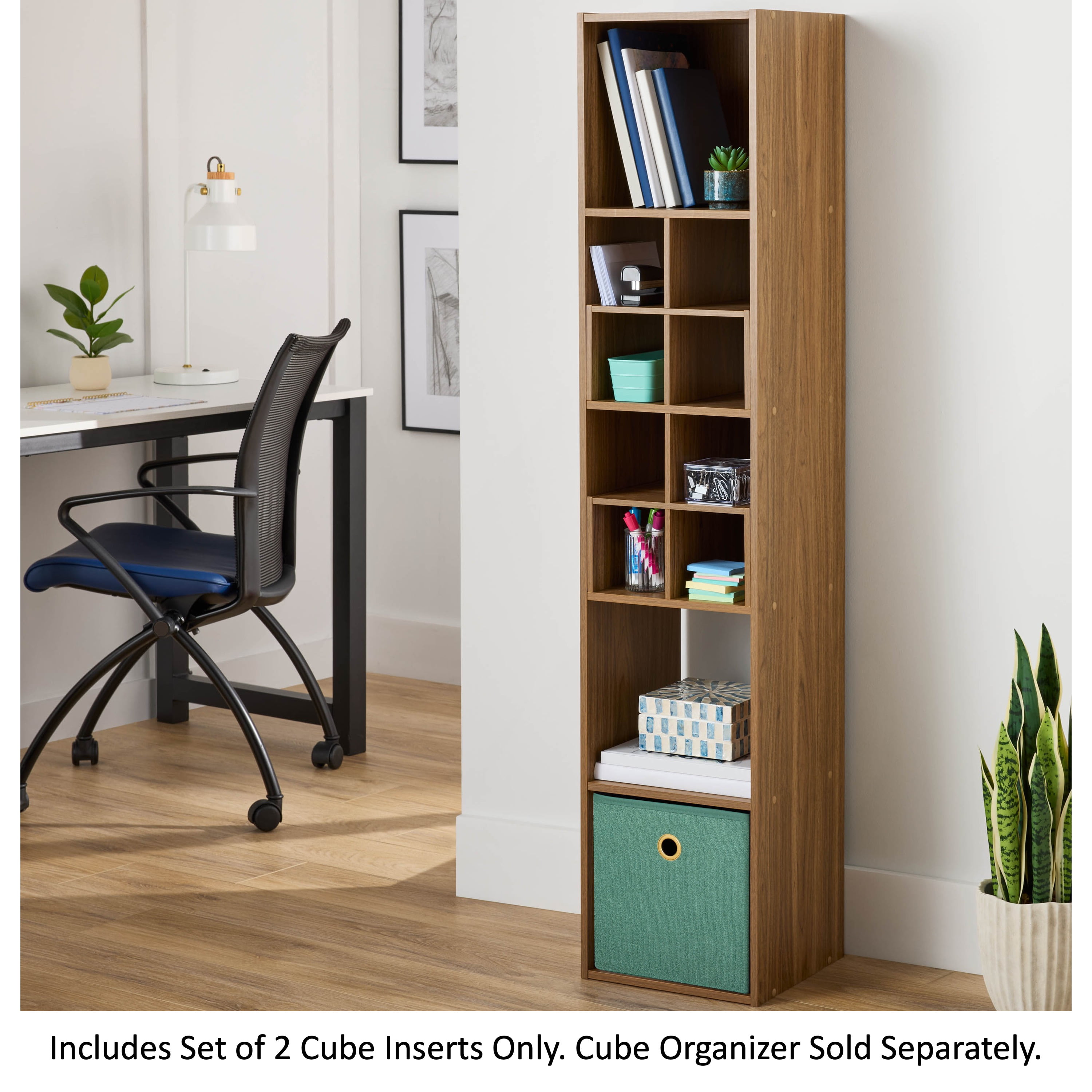 Mainstays Cube Storage Quad Inserts, Set of 2, Warm Walnut
