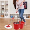 thumbnail image 6 of 360 Spin Mop and Bucket with Wringer Set, Mop and Bucket Set with 3 Microfiber Mop Refills Wet and Dry Suitable for Office and Home Use, Red, 6 of 8