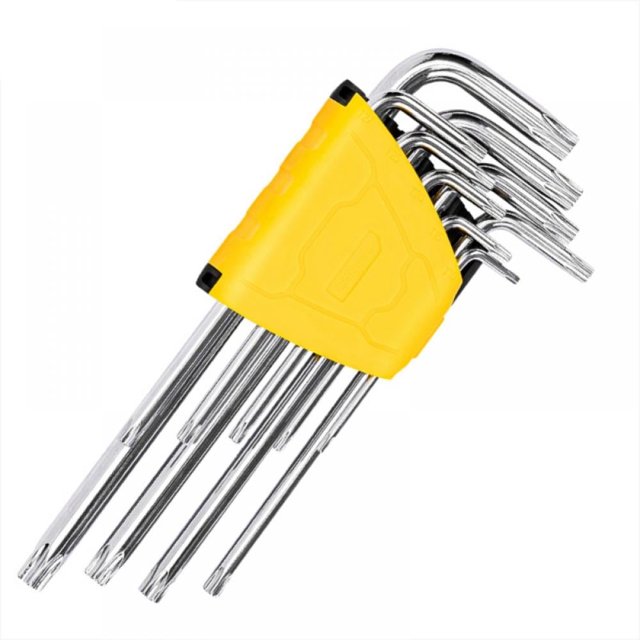 Deli 9-Pieces Hex Key Allen Wrench Set Long Arm Ball End Hex & Torx L-Key Set SAE & Metric Hex Star/Torx Allen Wrench Tool Set