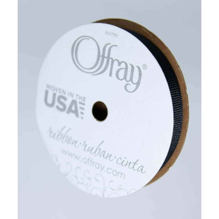 Offray Ribbon, Black 3/8 inch Grosgrain Polyester Ribbon, 18 Feet