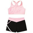 thumbnail image 3 of Manyakai Kids Girls Gymnastics Dance Workout 2 Piece Outfits Crop Top and Shorts Set Pink 14, 3 of 5