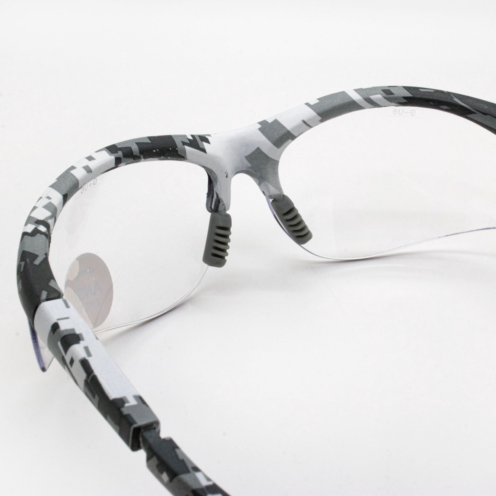 SafetyVU Safety Glasses, Clear Lens, Semi Grey Camo Frame, ANSI Z87.1