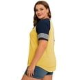 thumbnail image 5 of LANREMON Plus Size Tops for Women Summer Short Sleeve Loose T Shirts Casual Crew Neck Striped Yellow Women Blouse Tee Size 22 Plus, 5 of 6