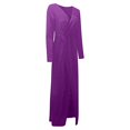 thumbnail image 5 of snowsong Wedding Guest Dresses,Formal Dresses Women's Sexy Sequin Long Sleeve V Neck Long Nightclub Style Slim Sling Dress With Slit Maxi Dress,Bridesmaid Dresses,Long Sleeve Dress Purple Dress M, 5 of 6