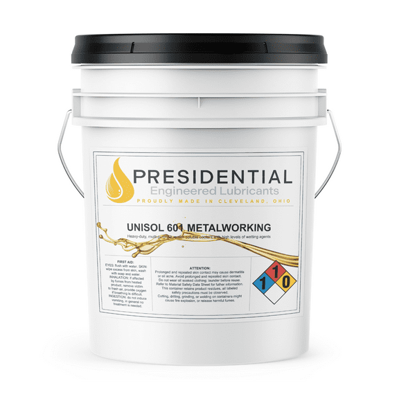 Presidential Unisol 601 - Multipurpose Metalworking Fluid - Heavy Duty & Water Soluble Coolant for Drilling, Tapping, Sawing, Stamping - Made in USA - (5 gal)