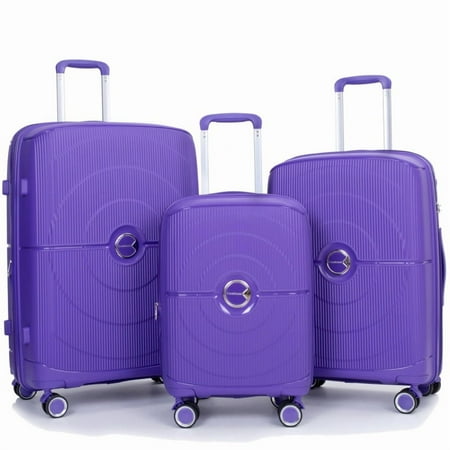 Travelhouse Expandable Hardshell Suitcase Double Spinner Wheels PP Luggage Sets Suitcase with TSA Lock,3-Piece Set (20/24/28)