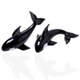 thumbnail image 1 of Figuritas de ballenas pequeñas sopladas a mano, estante de palillos de animales marinos de arte en vidrio, regalo, decoración de pecera para el hogar, 2 uds., 1 of 5
