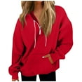 thumbnail image 2 of Women's Oversized Hoodies Casual Long Sleeve Half Zipper Pocket Sweatshirt Pullover Tops, 2 of 5