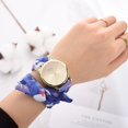 thumbnail image 3 of LVPAI Moda Casual Impresión Tela Vendaje Gato Rhinestones Mujer Reloj De Cuarzo Azul, 3 of 3