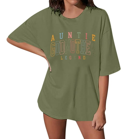 A Fashionable Casual And Loose Short Sleeved T Shirt With Letter Prints For Women