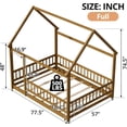 thumbnail image 2 of LLS Full Size Montessori Floor Bed Frame with Slats and Fence, Wooden House Bed for Boys Girls Bedroom, Light Espresso, 2 of 14