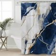 thumbnail image 4 of Blue Marble Shower Curtain Set ，Waterproof Fabric Shower Curtains Gold Line Modern Shower Curtains for Bathroom,Bathroom Decor 54x"78", 4 of 6